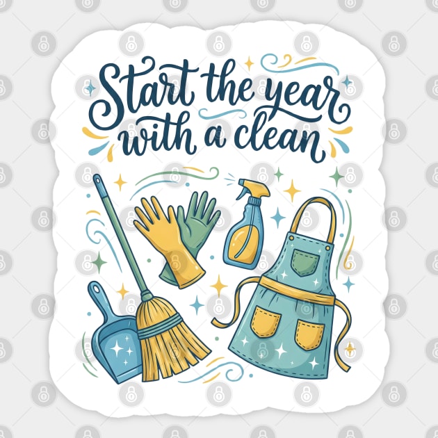 Start the Year with a Clean Sticker by Creatifly Graphic Tees